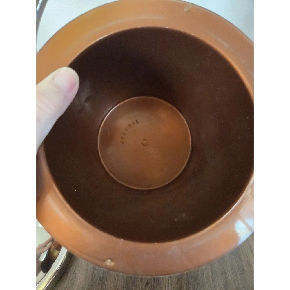 vintage Jerywil wood and brass-accented footed ice bucket from the 1970s